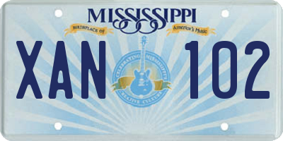 MS license plate XAN102