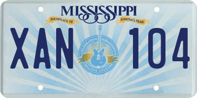 MS license plate XAN104