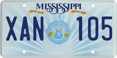 MS license plate XAN105