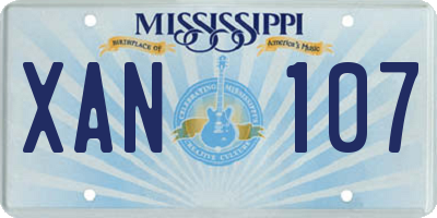 MS license plate XAN107