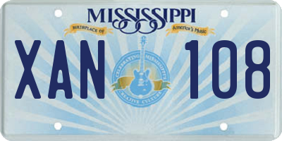 MS license plate XAN108