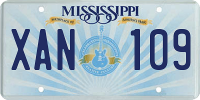 MS license plate XAN109