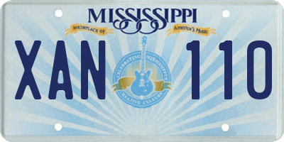 MS license plate XAN110