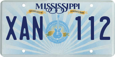 MS license plate XAN112