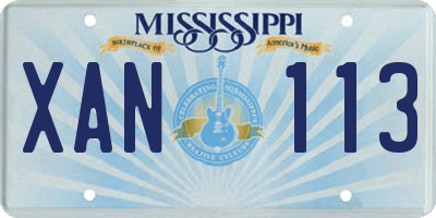 MS license plate XAN113