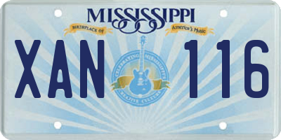 MS license plate XAN116