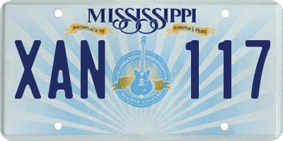 MS license plate XAN117