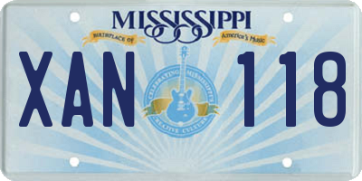 MS license plate XAN118