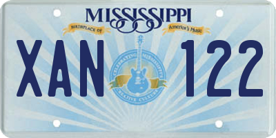 MS license plate XAN122
