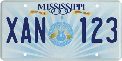 MS license plate XAN123