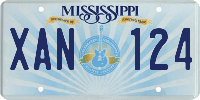 MS license plate XAN124