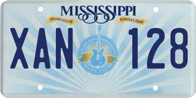 MS license plate XAN128