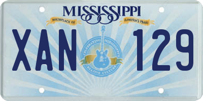 MS license plate XAN129