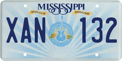 MS license plate XAN132