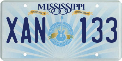 MS license plate XAN133