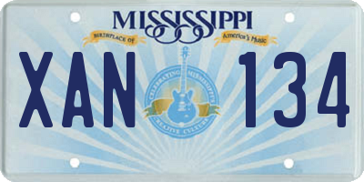MS license plate XAN134