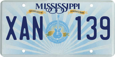 MS license plate XAN139