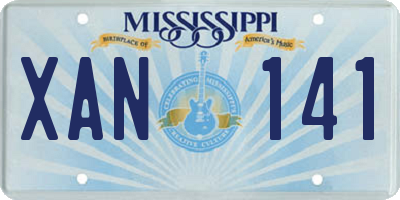 MS license plate XAN141
