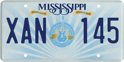 MS license plate XAN145