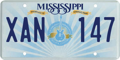 MS license plate XAN147