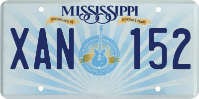MS license plate XAN152