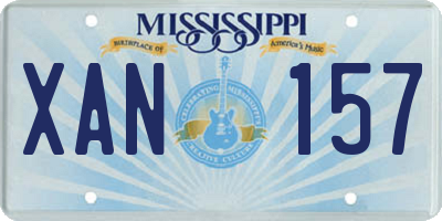 MS license plate XAN157