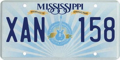 MS license plate XAN158
