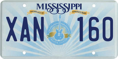 MS license plate XAN160