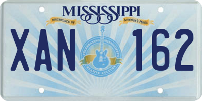 MS license plate XAN162
