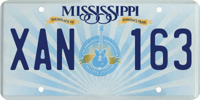 MS license plate XAN163