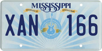 MS license plate XAN166