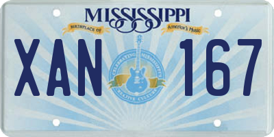 MS license plate XAN167