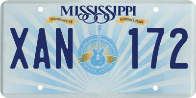 MS license plate XAN172