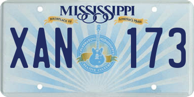 MS license plate XAN173