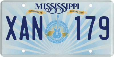 MS license plate XAN179