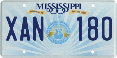 MS license plate XAN180
