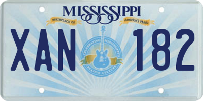 MS license plate XAN182
