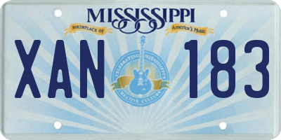 MS license plate XAN183