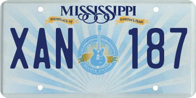 MS license plate XAN187