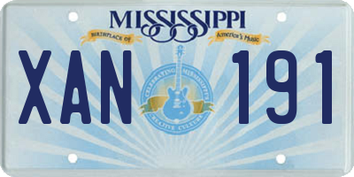 MS license plate XAN191