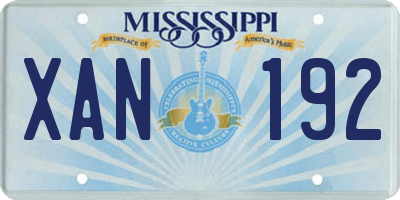 MS license plate XAN192