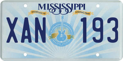MS license plate XAN193