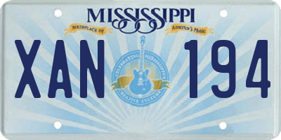 MS license plate XAN194