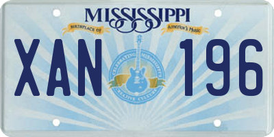 MS license plate XAN196
