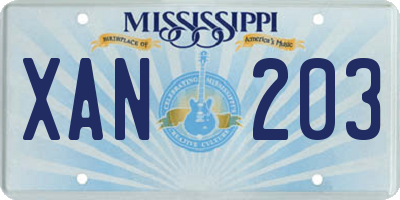 MS license plate XAN203