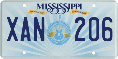 MS license plate XAN206