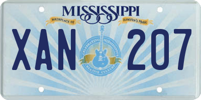 MS license plate XAN207