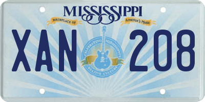 MS license plate XAN208