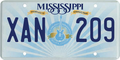 MS license plate XAN209