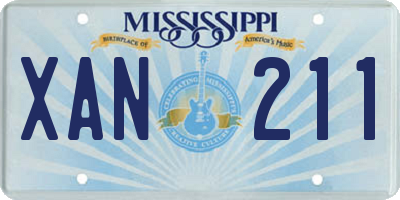 MS license plate XAN211